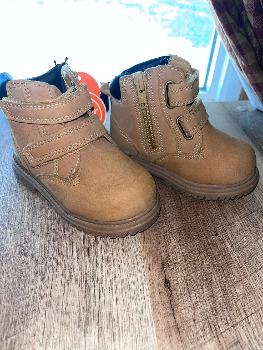 NWT WonderNation Toddler Tan Ankle WorkBoots Side Zip size 5